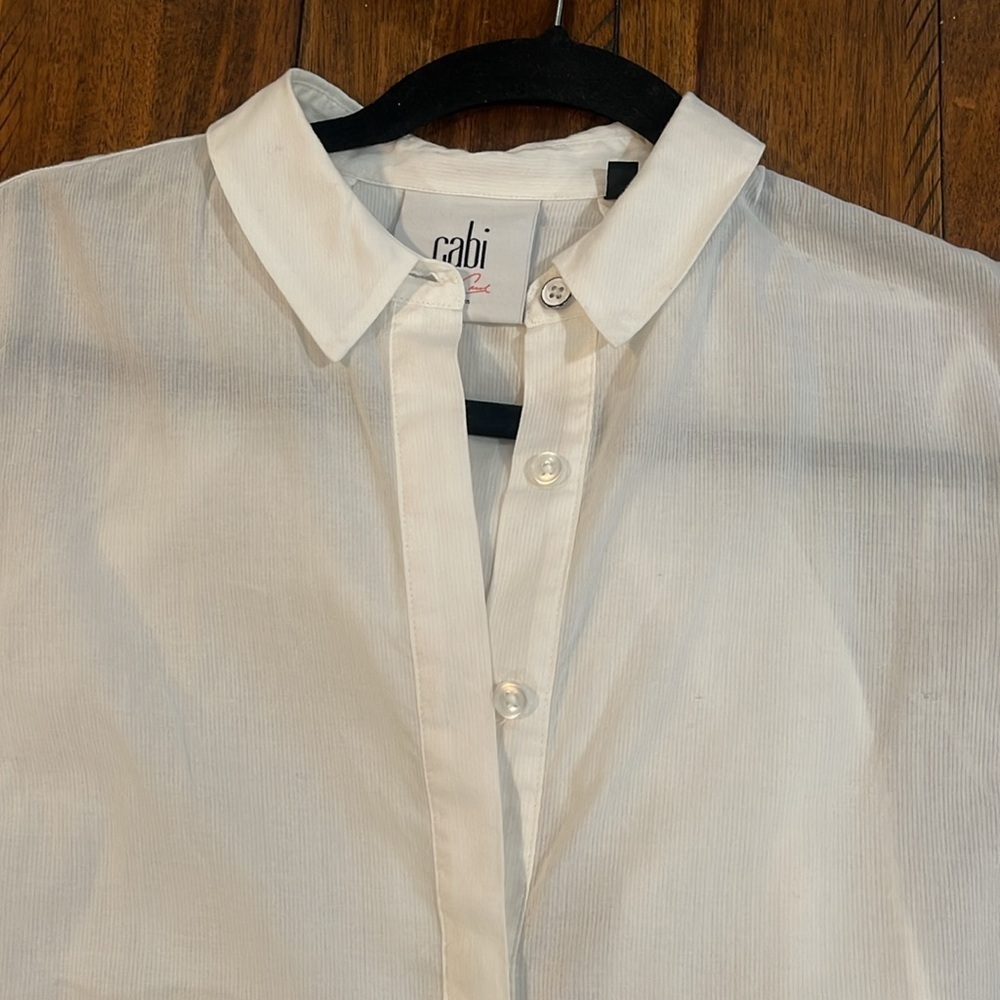 CAbi Women's Small Vacation Tunic Shirt White Long Sleeve Button Down - Picture 4 of 16